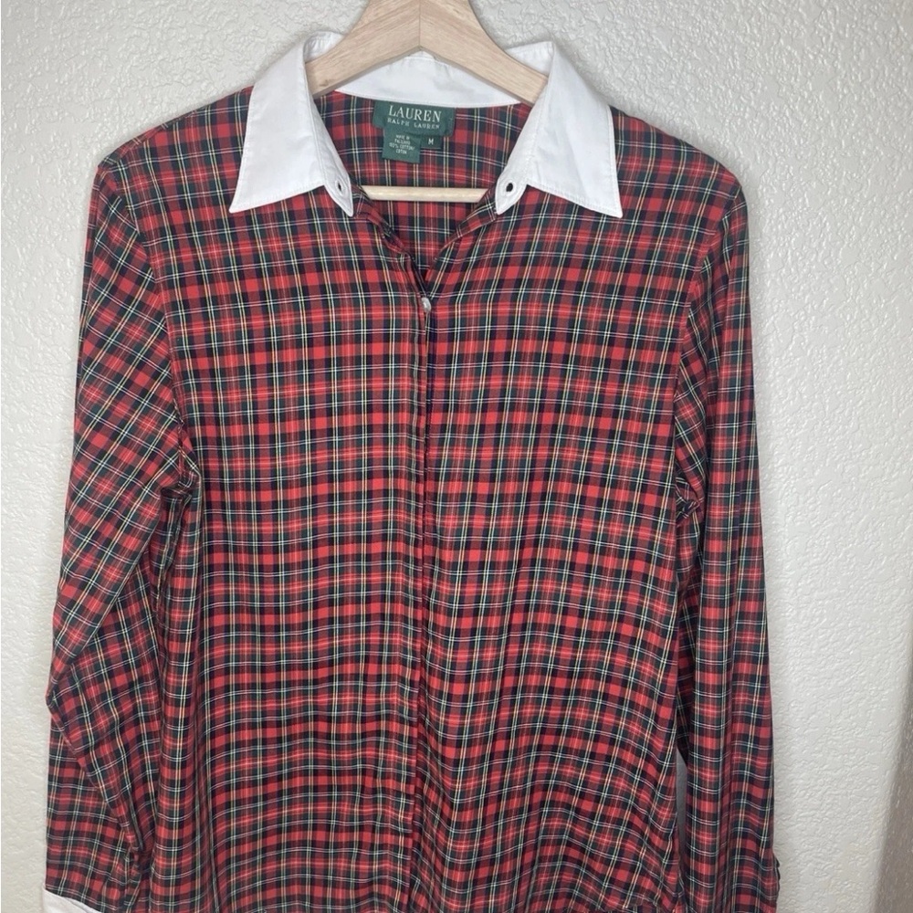 Lauren Ralph Lauren Tartan Plaid Shirt with White Collar